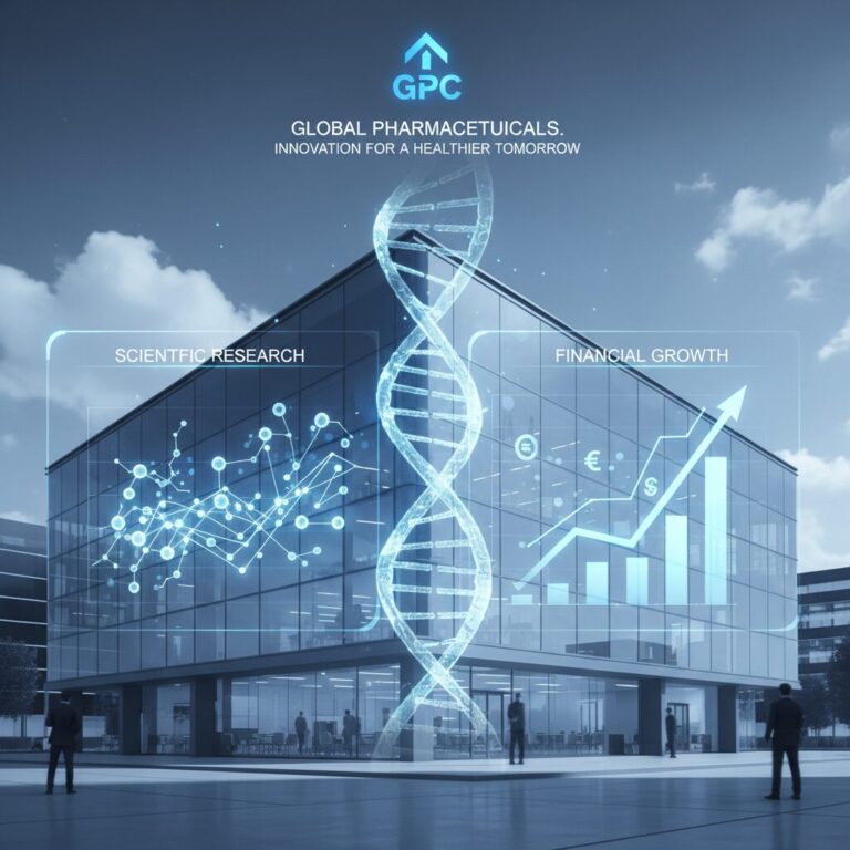 Modern laboratory and financial data visualization for Astellas Pharma stock analysis.