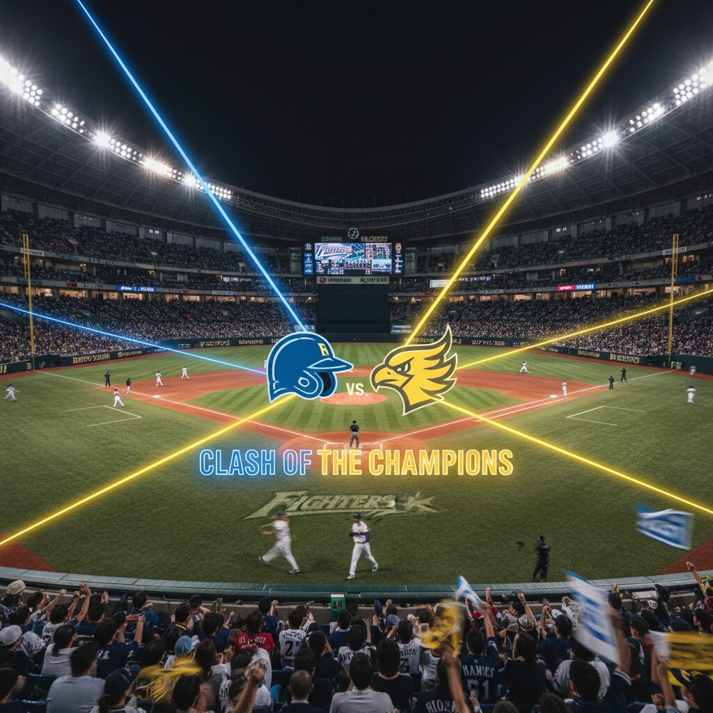 2026年4月11日のエスコンフィールドHOKKAIDOで行われた日本ハム対ソフトバンク戦の躍動感あるイメージ画像