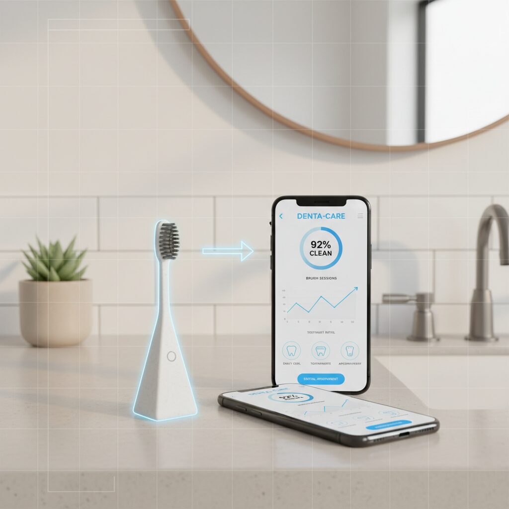 奇跡の歯ブラシとスマートフォンのマイページ画面のイメージ