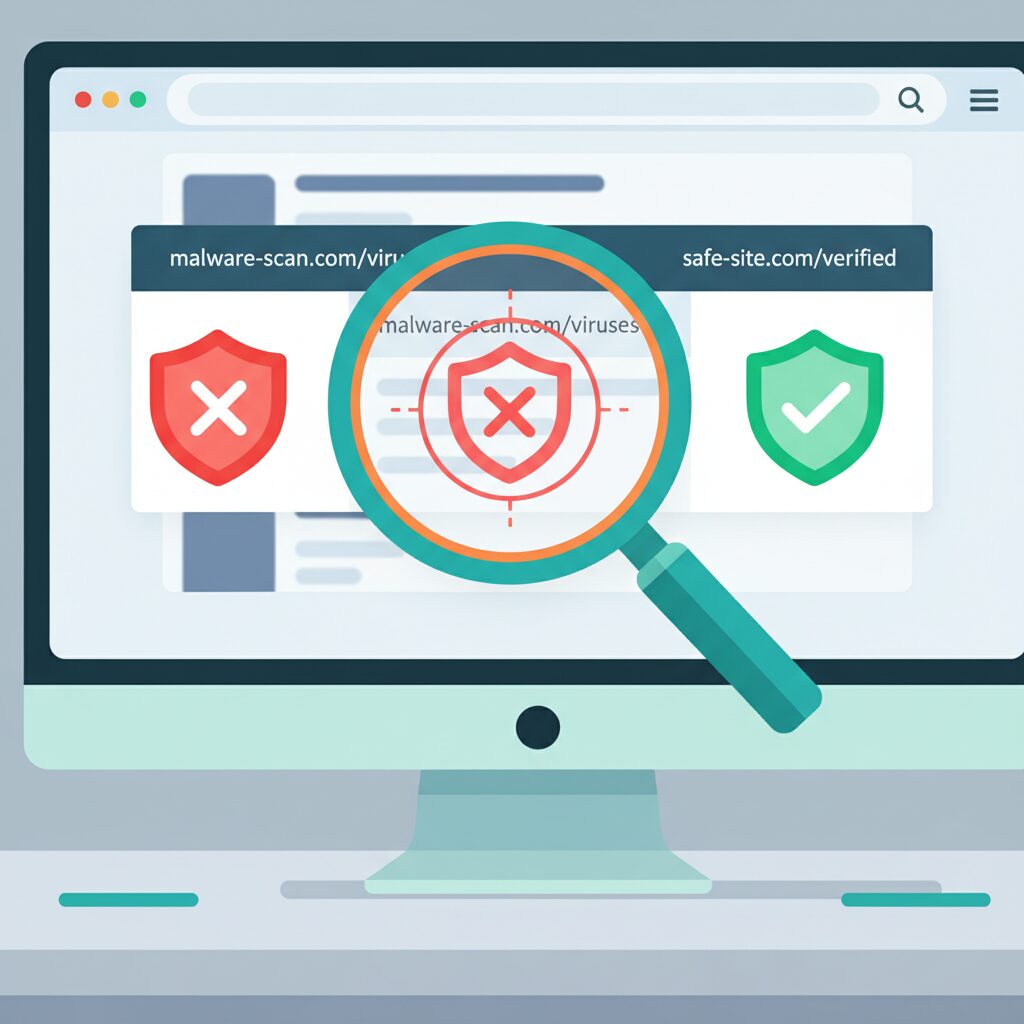 詐欺サイトチェッカーを使って安全性を確認するデジタルイメージ