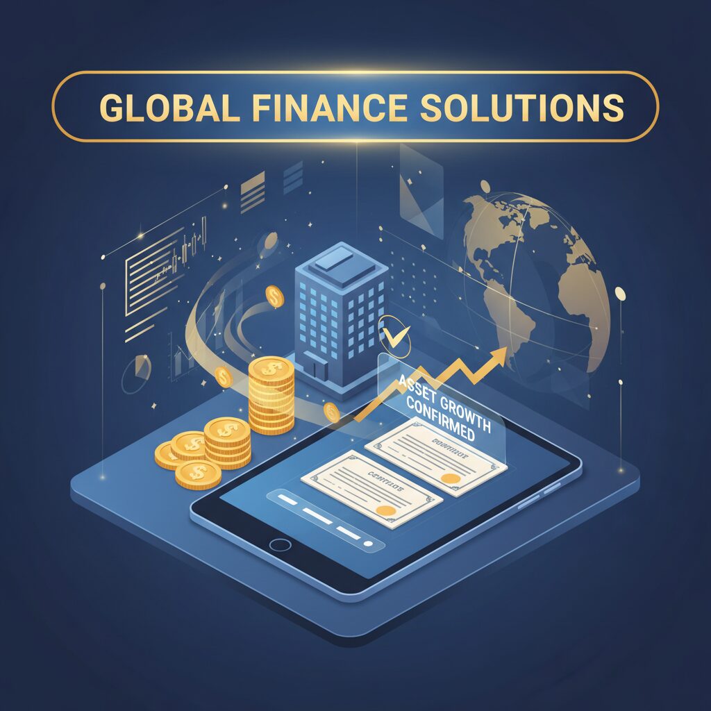 社債投資のメリットとリスクを視覚化した、信頼感のある金融・ビジネスイメージ画像