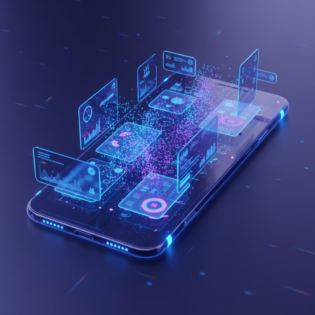 iOS 26の先進的なインターフェースとAIイメージのアイキャッチ画像