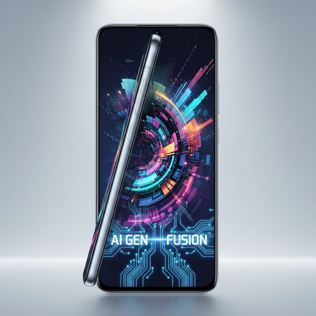 薄さ6.9mmを強調した最新スマートフォンGalaxy A57 5Gのイメージ画像