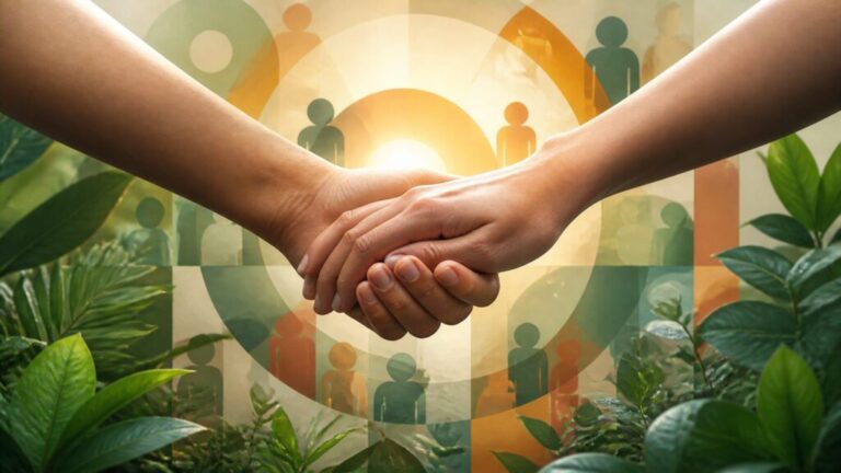 Two warm hands gently holding each other representing support and diverse modern relationships