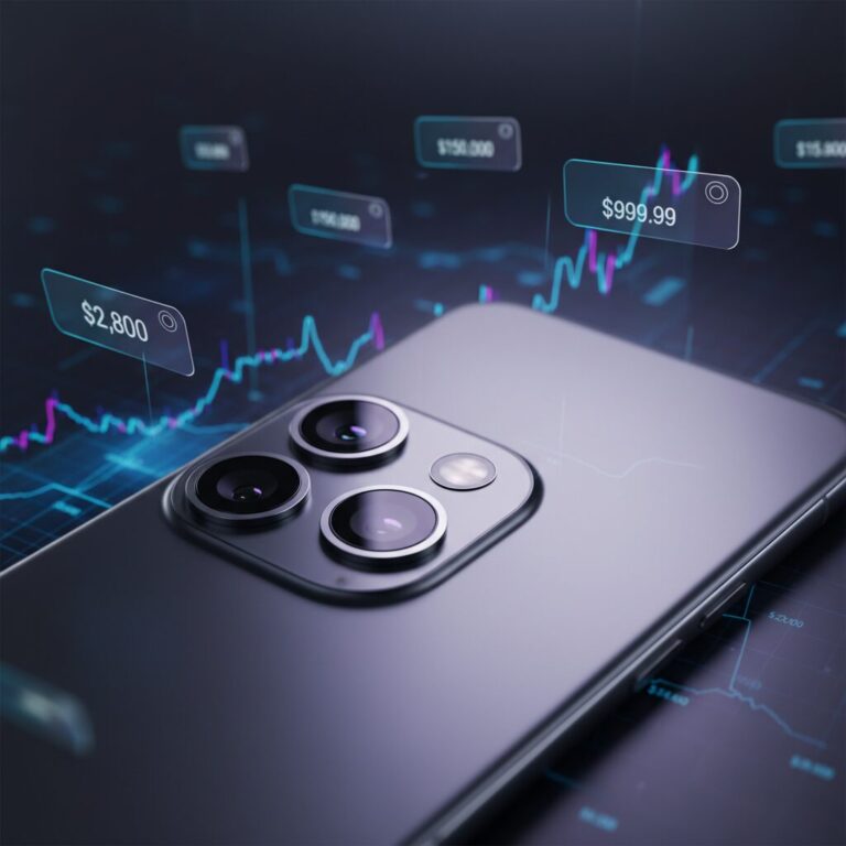最新のXperiaスマートフォンと価格上昇をイメージさせるデジタル背景