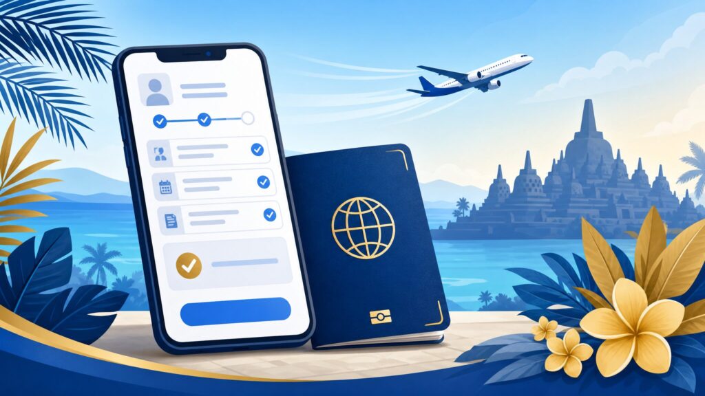 Indonesia Immigration and Digital Visa Application Illustration