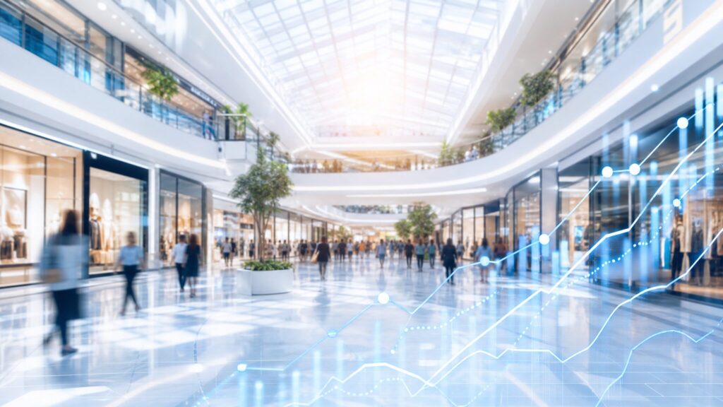 イオンの店舗イメージと株価チャートの背景画像